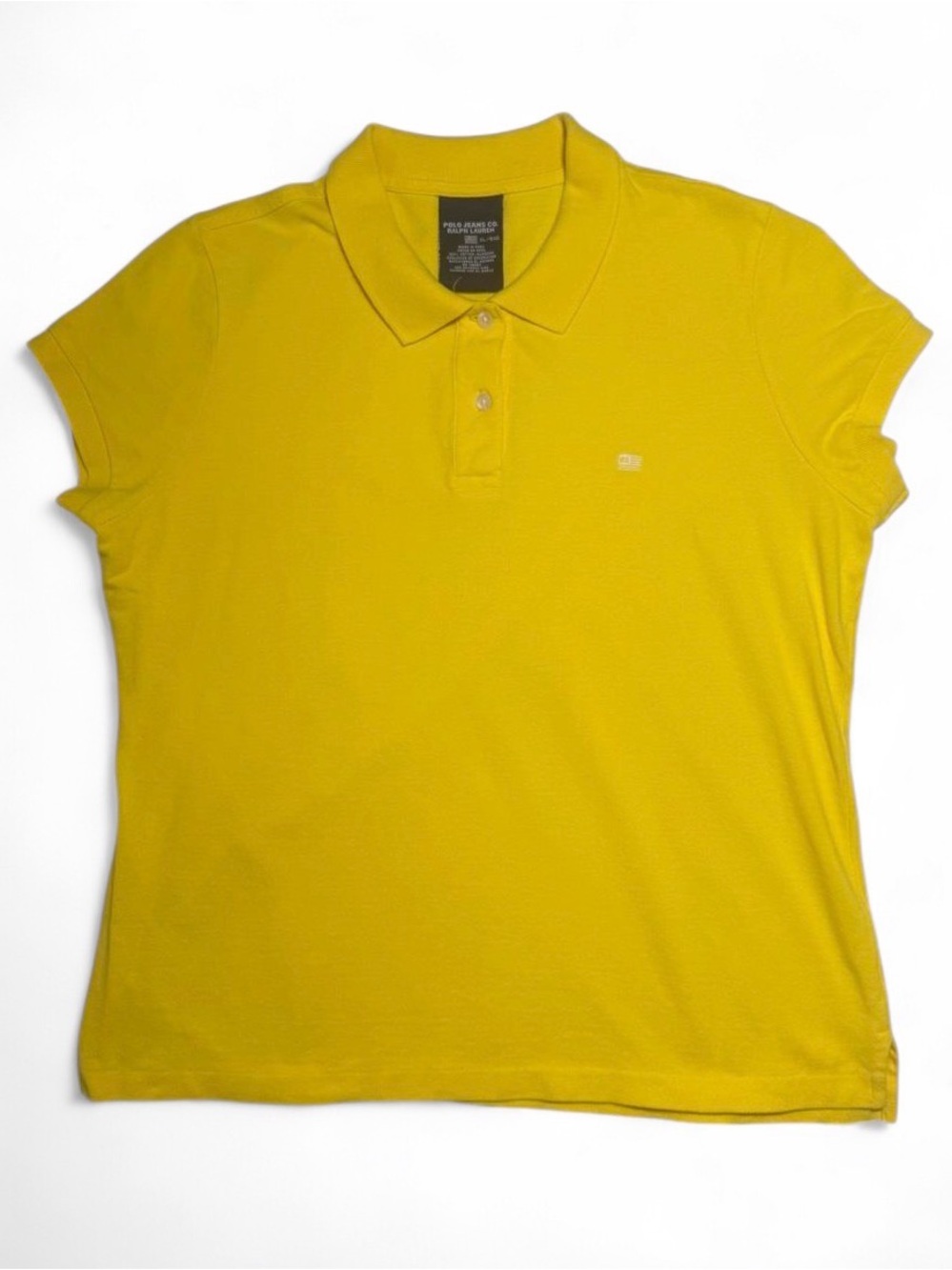 Polo Jeans Ralph Lauren Bright Yellow Cap Sleeve Polo Shirt Preppy Y2K Women XL